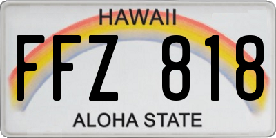 HI license plate FFZ818