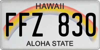 HI license plate FFZ830