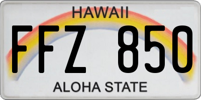 HI license plate FFZ850