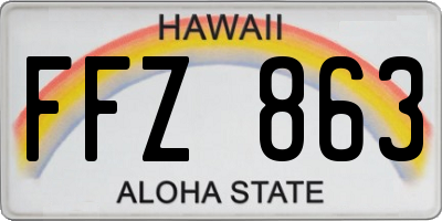 HI license plate FFZ863