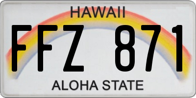 HI license plate FFZ871