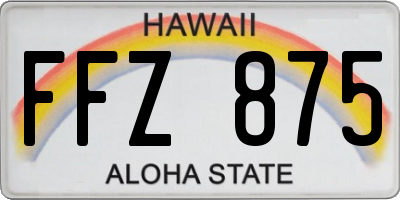 HI license plate FFZ875