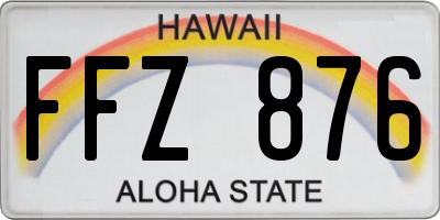 HI license plate FFZ876