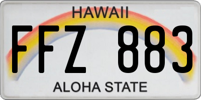 HI license plate FFZ883