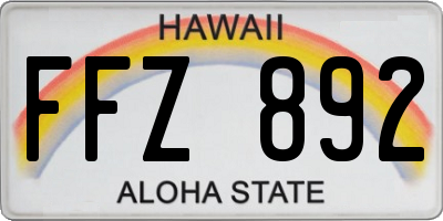 HI license plate FFZ892