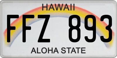 HI license plate FFZ893