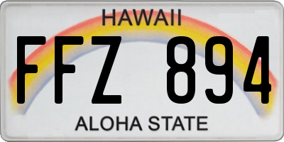 HI license plate FFZ894