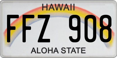 HI license plate FFZ908