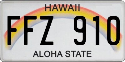 HI license plate FFZ910