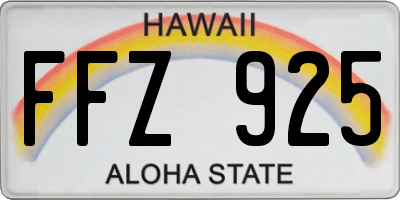 HI license plate FFZ925