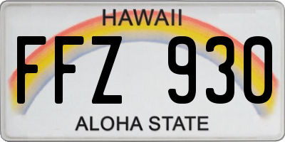 HI license plate FFZ930