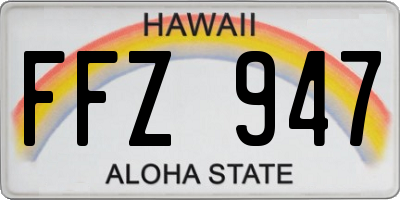 HI license plate FFZ947