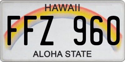 HI license plate FFZ960