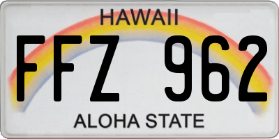 HI license plate FFZ962