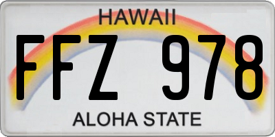 HI license plate FFZ978