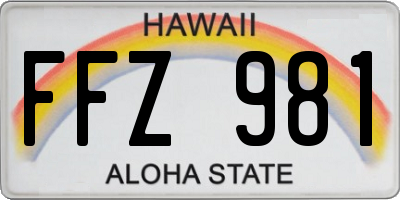 HI license plate FFZ981