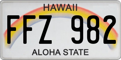 HI license plate FFZ982
