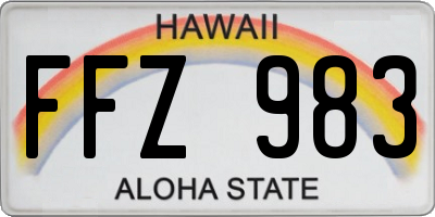HI license plate FFZ983
