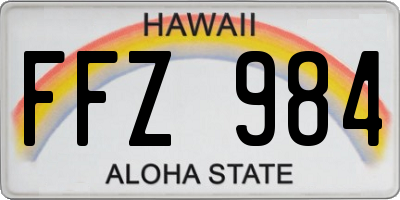 HI license plate FFZ984