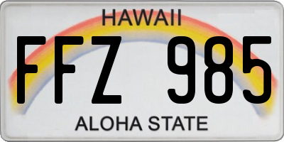 HI license plate FFZ985