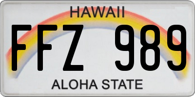 HI license plate FFZ989
