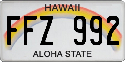 HI license plate FFZ992