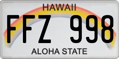 HI license plate FFZ998