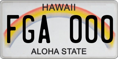 HI license plate FGA000