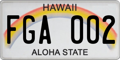 HI license plate FGA002