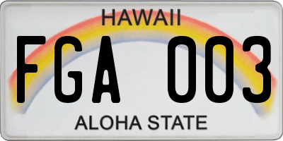 HI license plate FGA003