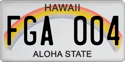 HI license plate FGA004