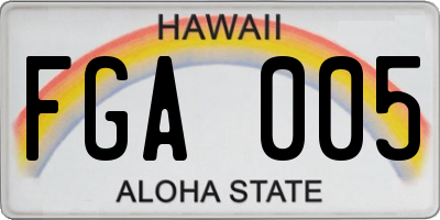 HI license plate FGA005