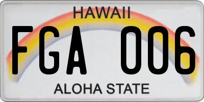 HI license plate FGA006
