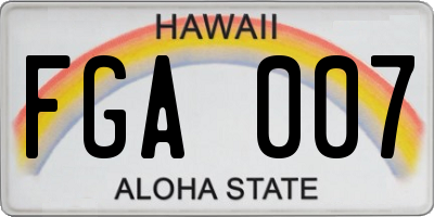 HI license plate FGA007
