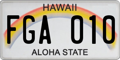 HI license plate FGA010