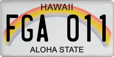HI license plate FGA011