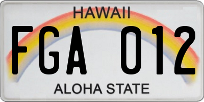 HI license plate FGA012