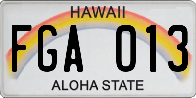 HI license plate FGA013