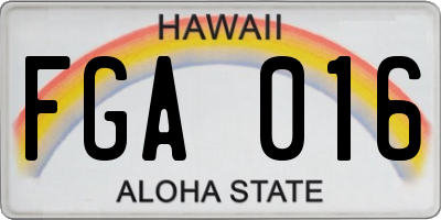 HI license plate FGA016