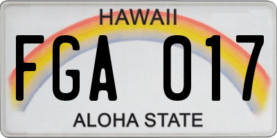 HI license plate FGA017
