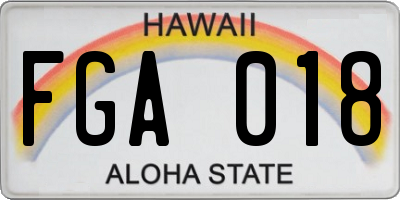 HI license plate FGA018