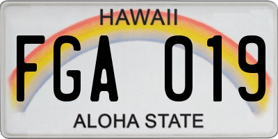 HI license plate FGA019