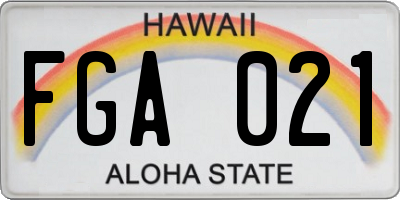 HI license plate FGA021