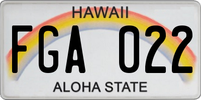 HI license plate FGA022
