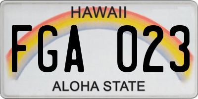 HI license plate FGA023