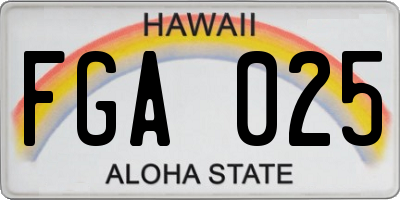 HI license plate FGA025