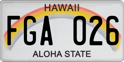 HI license plate FGA026