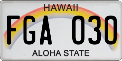 HI license plate FGA030