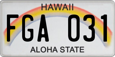 HI license plate FGA031