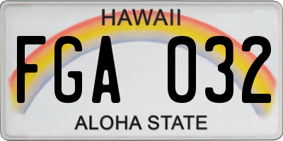 HI license plate FGA032